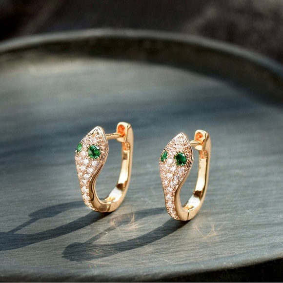 14KGP CZ snake earrings - Picture 5 of 5
